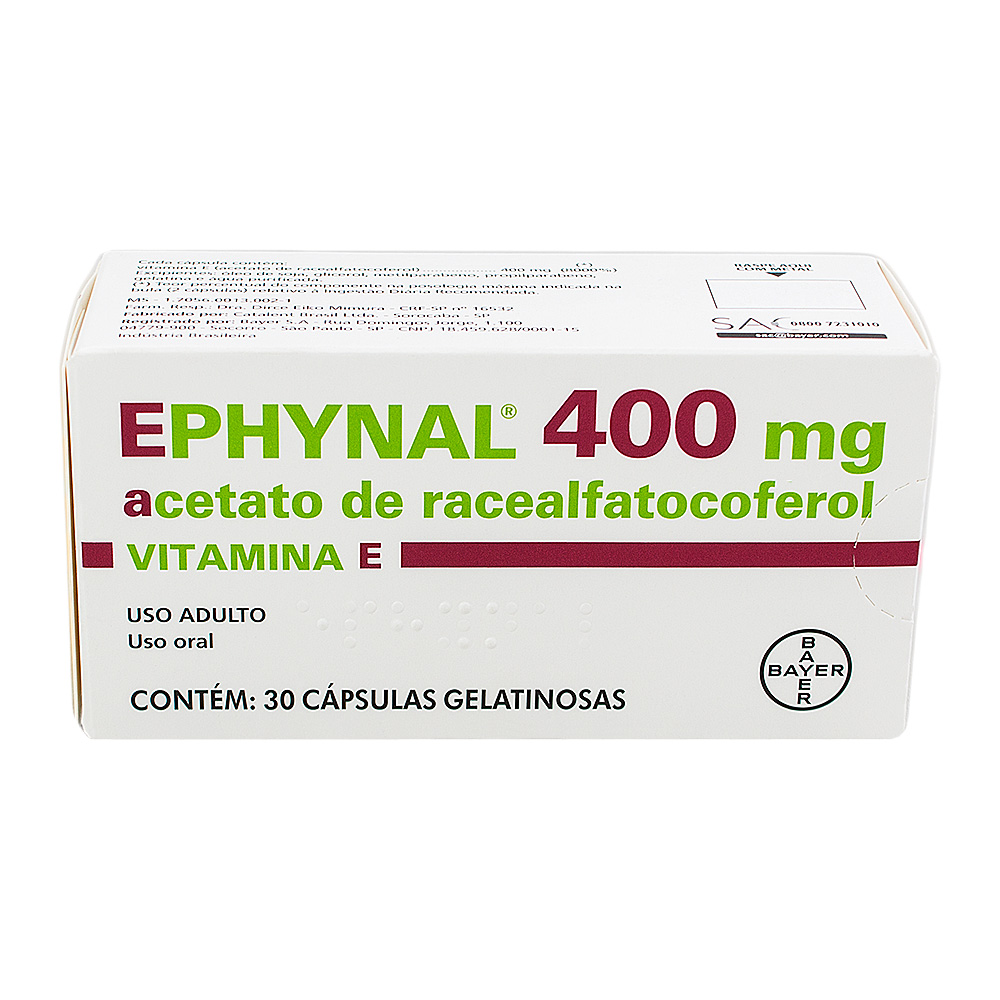Vitamina E Ephynal 400 mg Com 30 Cápsulas 