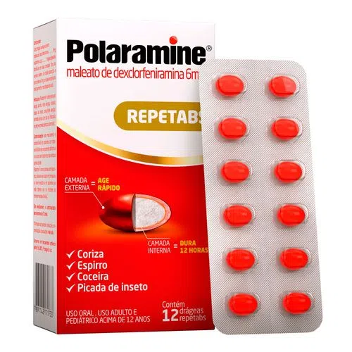 Polaramine 6mg Repetabs com 12 