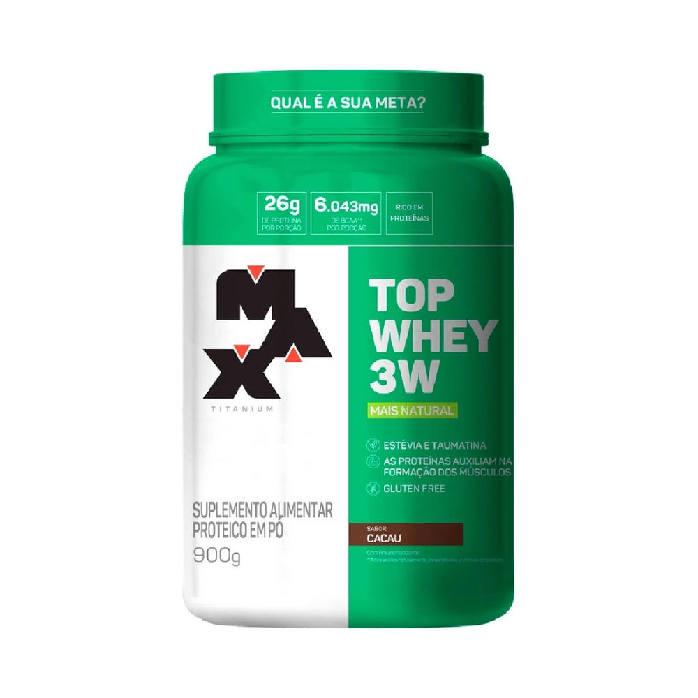 Top Whey 3W mais natural Max Titanium sabor cacau 900g