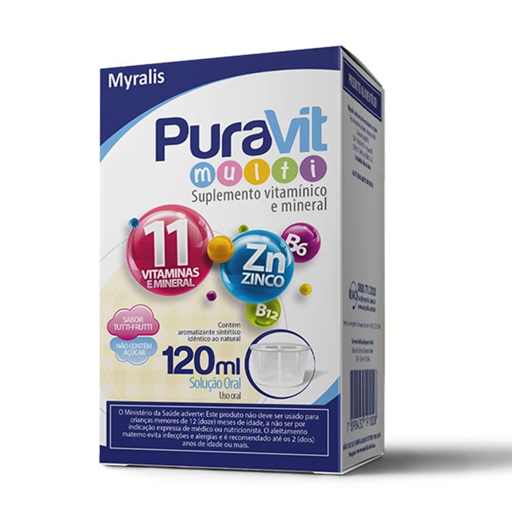 PuraVit Multi Suplemento Vitamínico e Mineral 120ml Sabor Tutti- Frutti