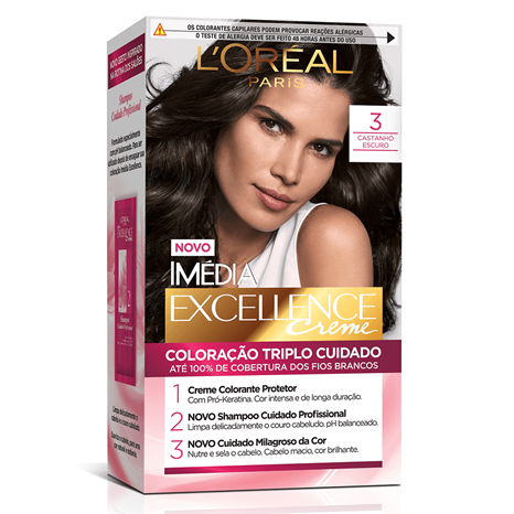 Tintura L'Oréal Paris Imédia Excellence Creme 3 Castanho Escuro