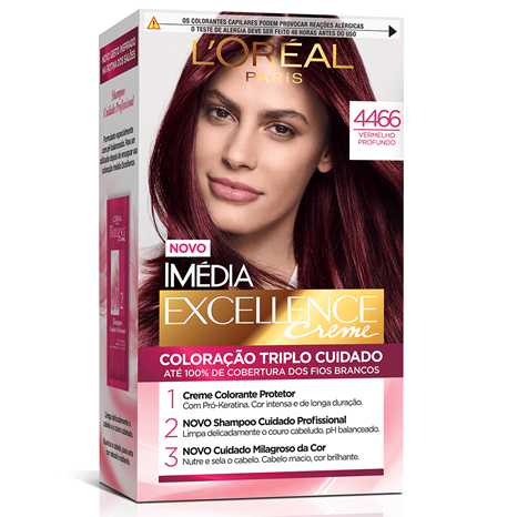 Tintura L'Oréal Paris Imédia Excellence Creme 4466 Vermelho Profundo