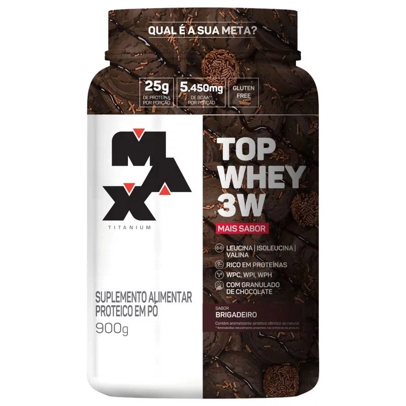 Top Whey 3W Max Titanium sabor brigadeiro 900g