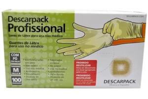 Descarpack Profissional Luvas de Látex para uso geral tamanho M com 100 Unidades