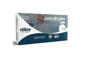 Luva de Látex Nobre tamanho M/8 com 100 unidades