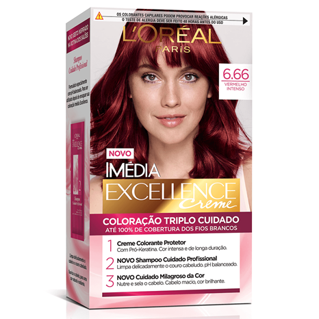 Tintura L'Oréal Paris Imédia Excellence Creme 6.66 Vermelho Intenso