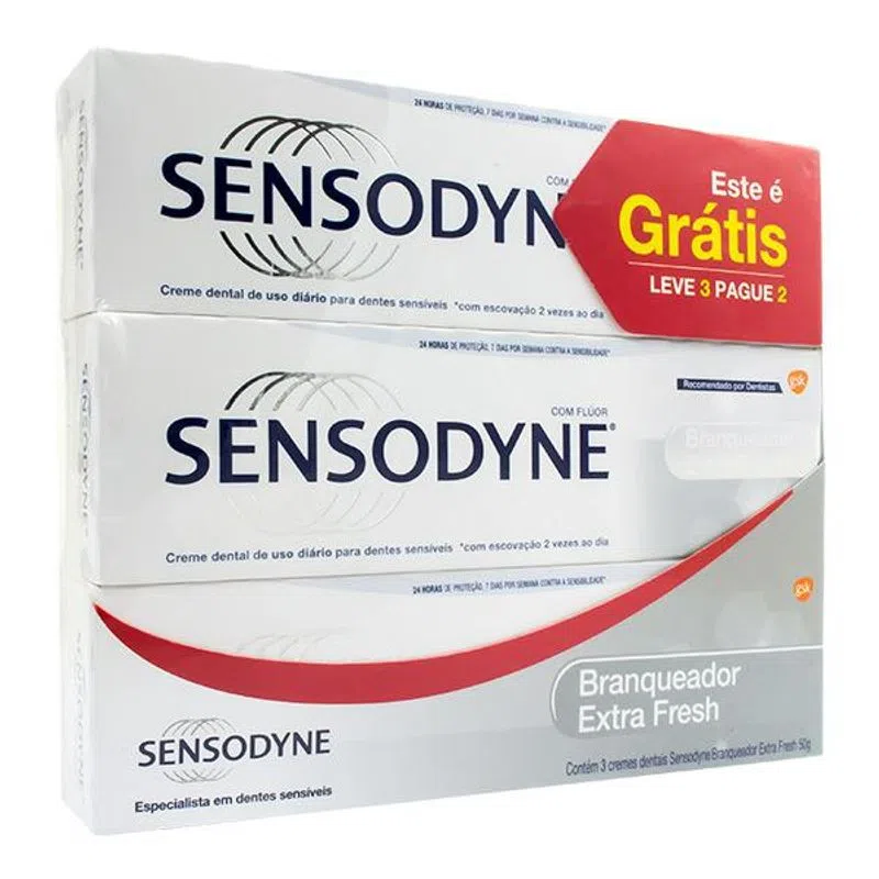 KIT CREME DENTAL SENSODYNE BRANQUEADOR EXTRA FRESH 50G LEVE 3 PAGUE 2