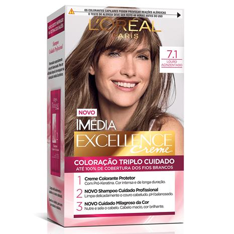 Tintura L'Oréal Paris Imédia Excellence Creme 7.1 Louro Acinzentado