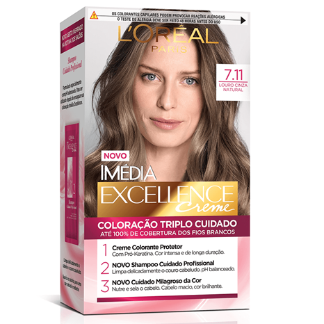 Tintura L'Oréal Paris Imédia Excellence Creme 7.11 Louro Cinza Natural