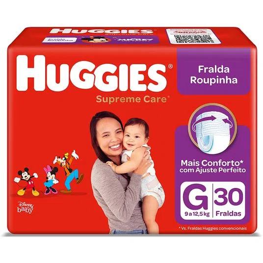 Fralda Huggies Roupinha Supreme Care G 30 Unidades