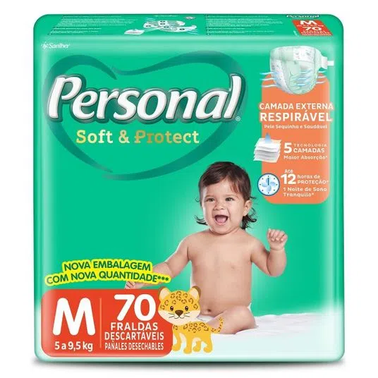 Fralda Personal baby Protect & Sec M com 70 uni