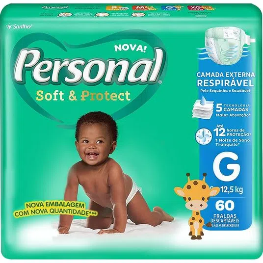 Fralda Personal baby Protect & Sec G com 60 uni