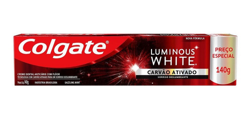 Creme Dental Colgate Luminous White Carvão Ativado 140g 