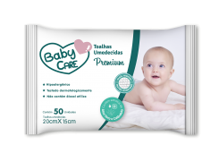 Toalhas Umedecidas Baby Care Premium com 50 unidades