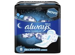 Absorvente Always Noites Tranquilas Cobertura Seca Com Abas Com 8 Unidades