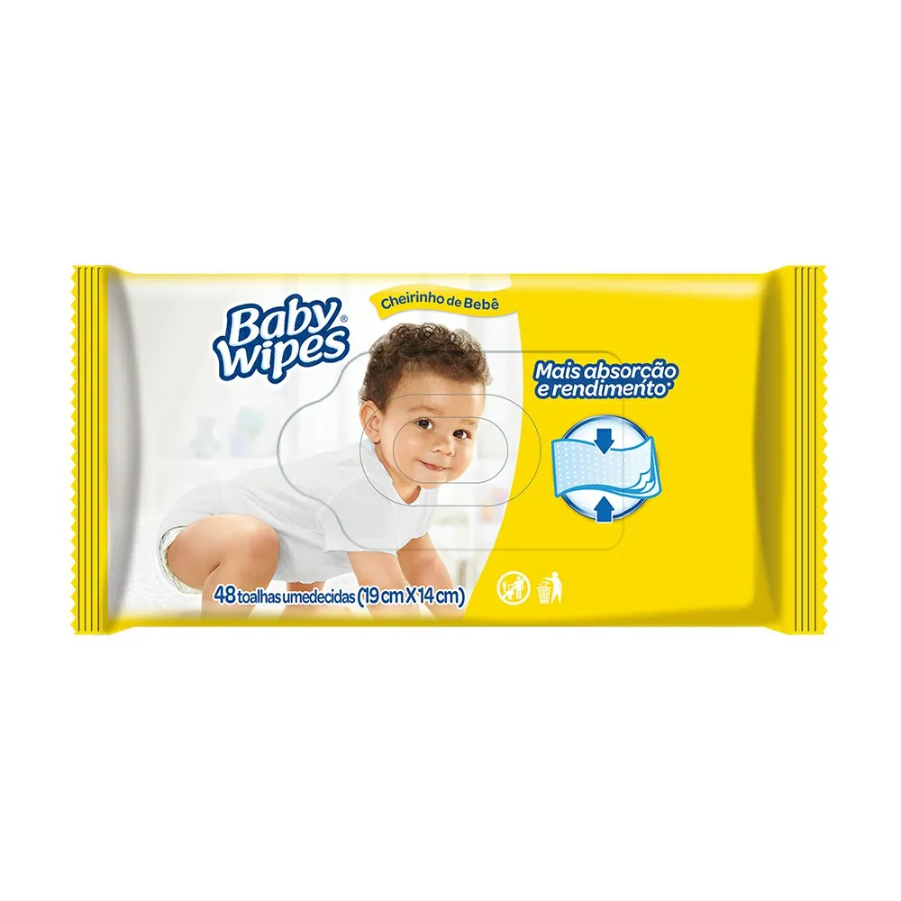 Toalhas Umedecidas Baby Wipes Cheirinho de Bebê Com 48 Unidades