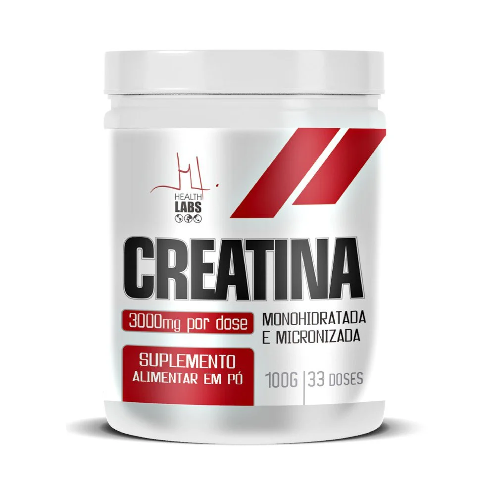 Creatina Monohidratada e Micronizada Health labs 100g/ 3000mg por dose