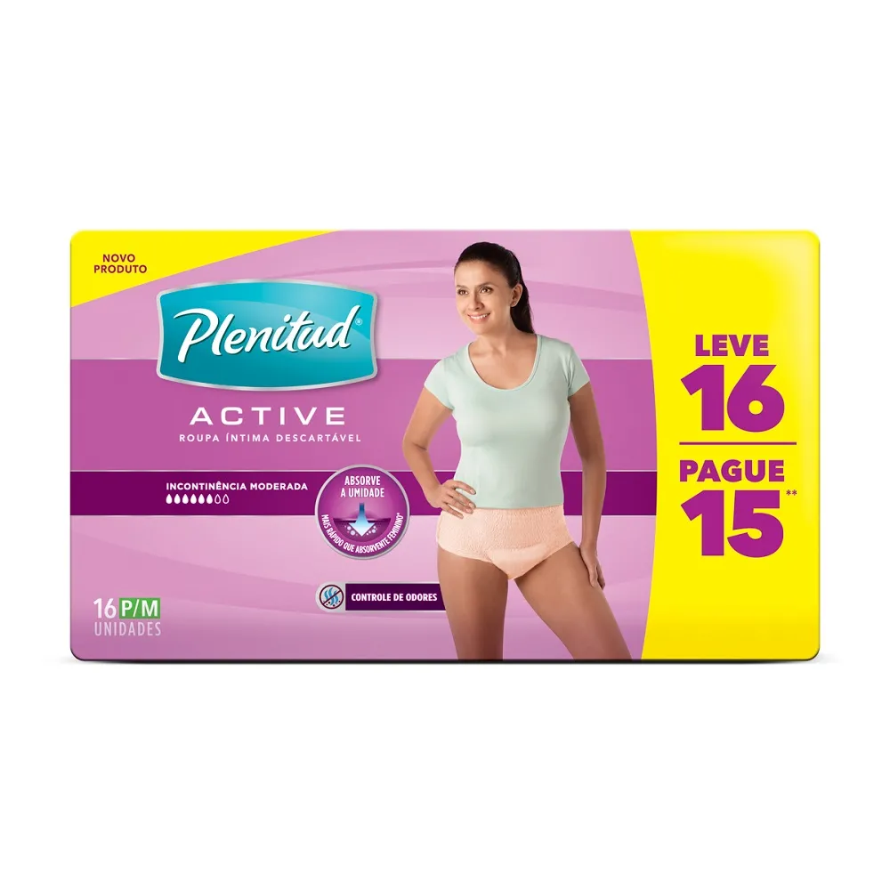 Fralda Geriatrica Plenitud Active Mulher P/M Leve 16 Pague 15