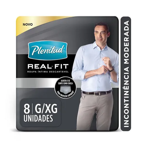 Fralda Geriatrica Plenitud Real Fit Homem G/XG Com 08 Unidades