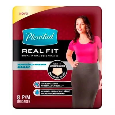 Fralda Geriatrica Plenitud Real Fit Mulher P/M  Com 08 Unidades