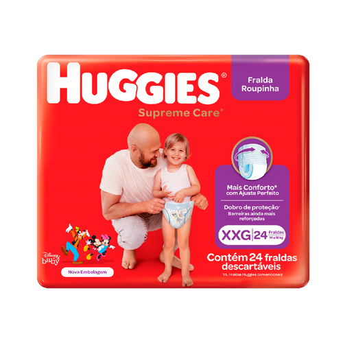 FRALDA ROUPINHA HUGGIES SUPREME CARE XXG COM 24 UNIDADES