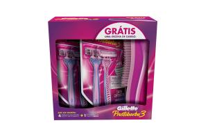 Aparelho Gillette Prestobarba 3 Kit Com 4 + Grátis Escova Para Cabelo