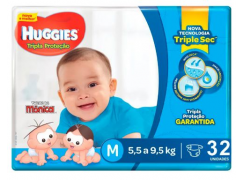 Fralda Huggies Tripla Proteção M Com 32 Unidades