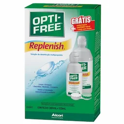 Opti-free com 300ml+120ml+estojo para lentes de contato