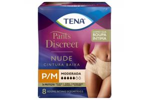 Roupa Íntima Tena Pants Discreet Nude Tamanho Pequeno e Médio 8 Unidades