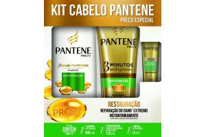 Kit Pantene Shampoo Restauração 400ml + Condicionador 3 Minutos Milagrosos 170ml + Ampola Restauração 15ml