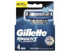 Lâminas de Barbear Gillette Mach3 Turbo Com 4 Unidades