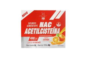 Nac Acetilcisteína suplemento alimentar 600mg com 16 sachês sabor laranja