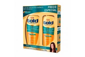 Kit Niely Gold Shampoo 300ml + Condicionador 200ml Óleo de Argan Pós-Química