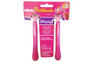 Aparelho de Depilação Feminino Gillette Prestobarba Ultragrip 3 Com 2 Unidades