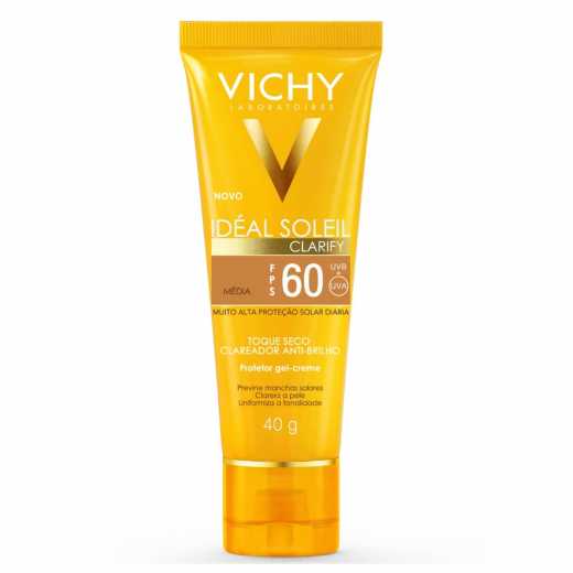 Protetor Solar Facial Vichy Idéal Soleil Clarify Cor Média FPS 60 40g
