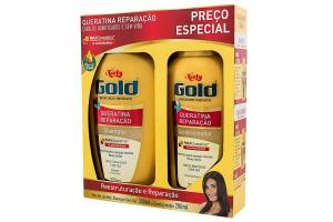 Kit Niely Gold Shampoo 300ml + Condicionador 200ml Queratina Reparação