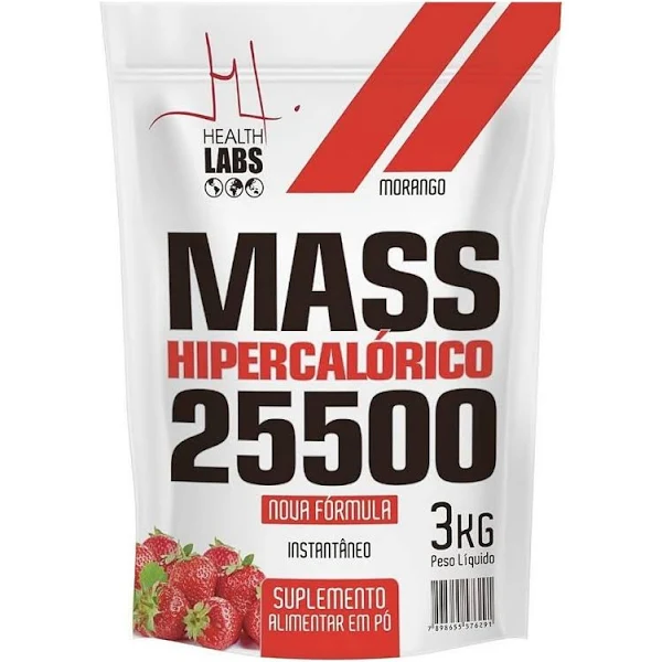 Mass Hipercalórico 25.550 Health Labs Sabor Morango 3kg