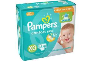 Fralda Pampers Confort Sec Tamanho XG Com 34 Unidades